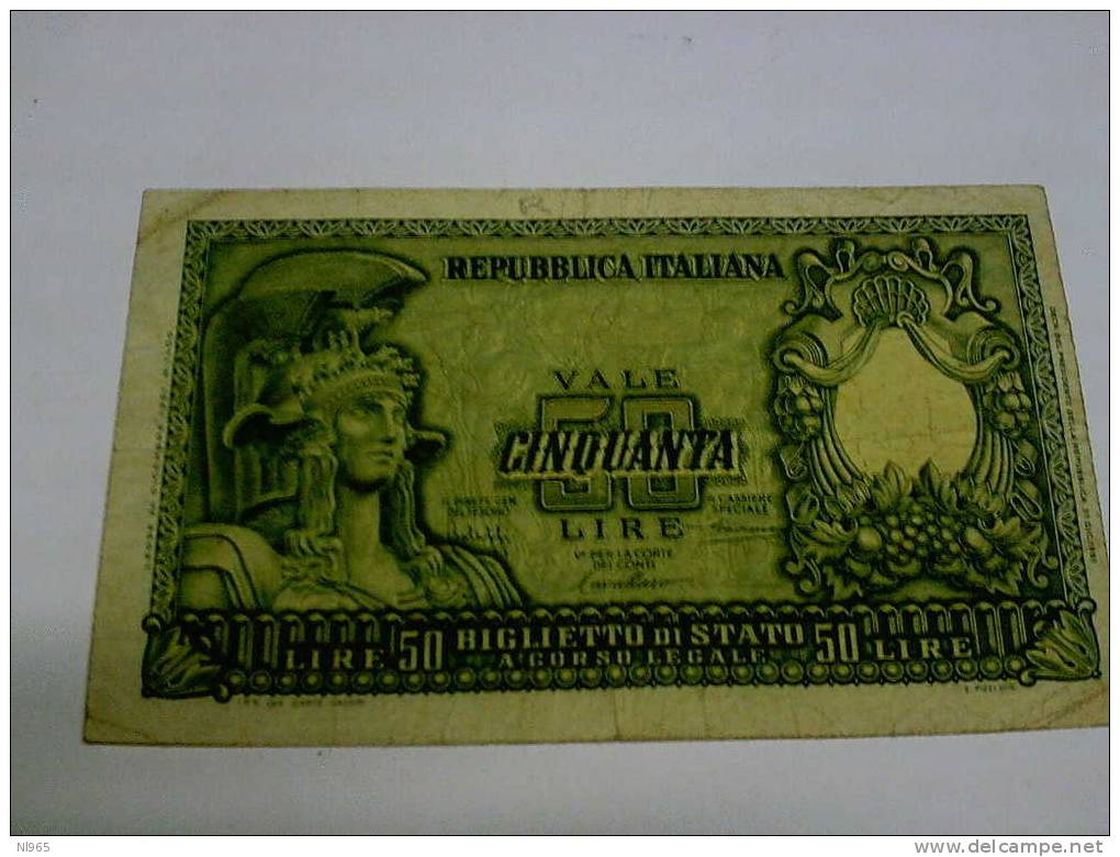 REPUBBLICA ITALIANA -  LIRE CINQUANTA ( 50 ) ITALIA  ELMATA -  ANNO 31/12/1951 - 50 Lire