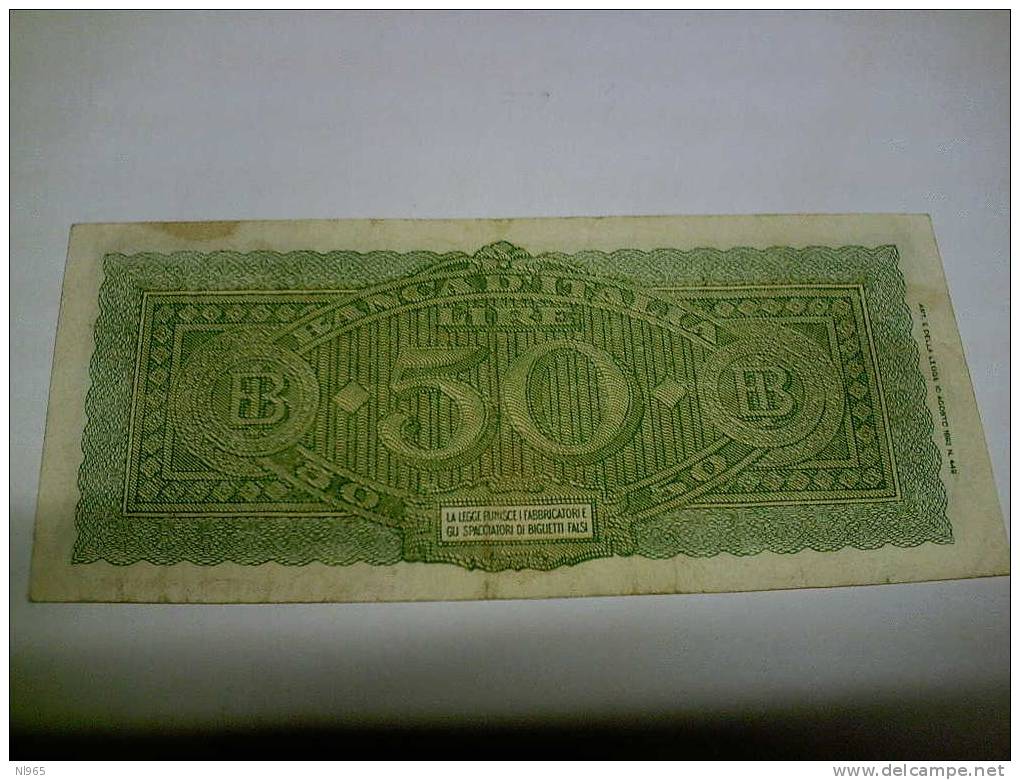 LUOGOTENENZA -  LIRE CINQUANTA ( 50 ) ITALIA TURRITA -  ANNO 10/12/1944  SPL - 50 Liras