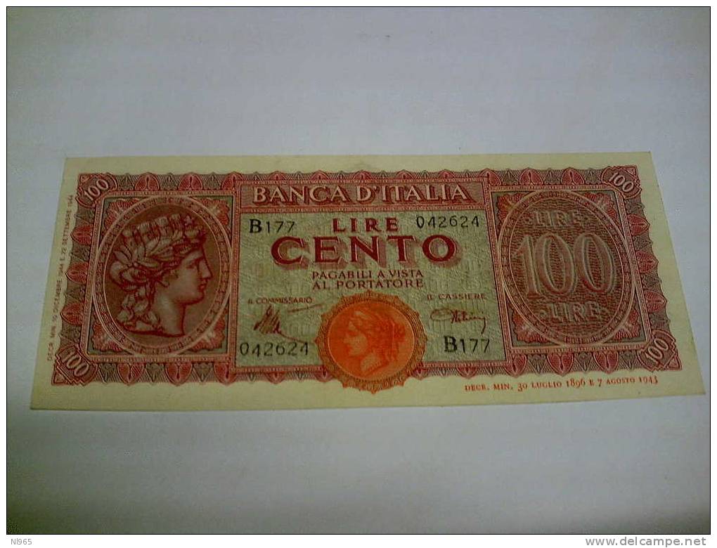 LUOGOTENENZA -  LIRE CENTO ( 100 ) ITALIA TURRITA -  ANNO 10/12/1944    FDS - 100 Liras