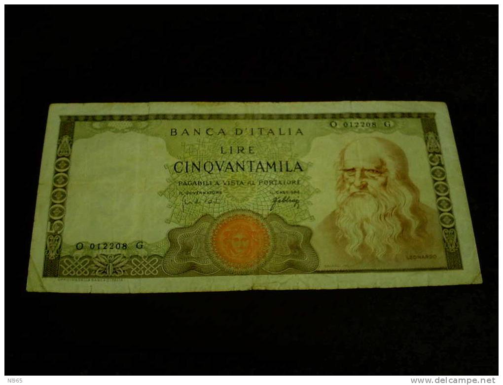 REPUBBLICA  ITALIANA -  LIRE CINQUANTAMILA  ( 50000 ) LEONARDO DA VINCI  ANNO 03/07/1967   BB - 50000 Lire