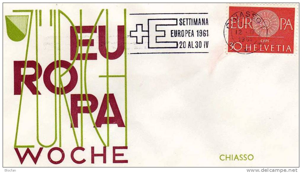 Sonderbrief Europa-Woche 1961 In Chiasso Schweiz 720+FDC 2€ Römisches Wagenrad Speichen EUROPE CEPT Cover Of Helvetia - Brieven En Documenten