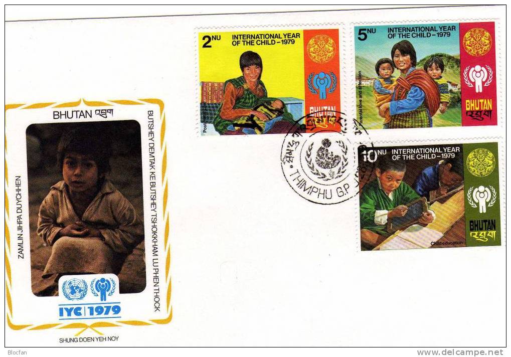 UNO Jahr Des Kindes Kinder In Der Familie Bhutan 728/0 + Block 83 FDC 24€ - Muttertag