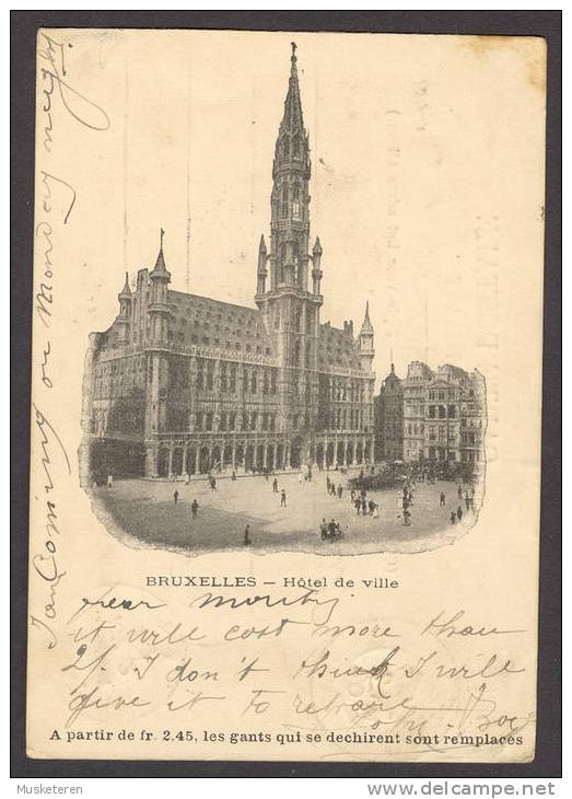 Belgium Bruxelles - Hotel De Ville Used In United Kingdom England Cancel Highbury London 1902 Edward VII Stamp - Cafés, Hôtels, Restaurants
