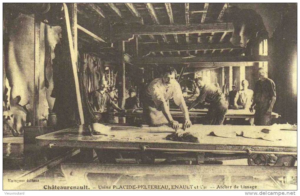 CPA. REPRO.  ATELIER DE LISSAGE. USINE PLACIDE PELTEREAU, ENAULT ET CIE. CHATEAURENAULT. - Industrie