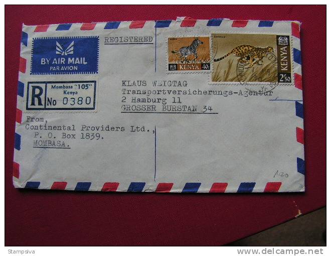 == Keniya - Mombasa  , R-Brief  Nach Hamburg ,  Flora Fauna 1970 - Kenia (1963-...)