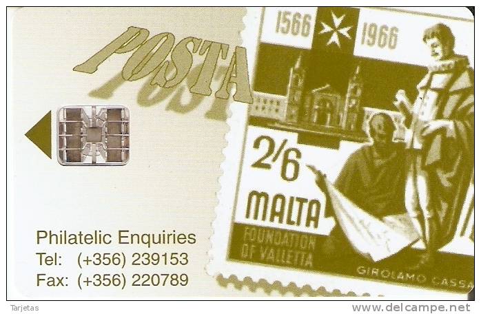 TARJETA DE MALTA CON UN SELLO (STAMP) - Sellos & Monedas