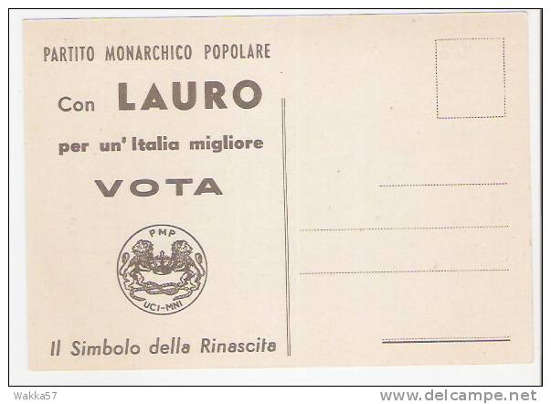 D477- POLITICA - VOTA LEONI PARTITO MONARCHICO POPOLARE - VOTA LAURO  - ITALY ITALIE ITALIEN - Parteien & Wahlen