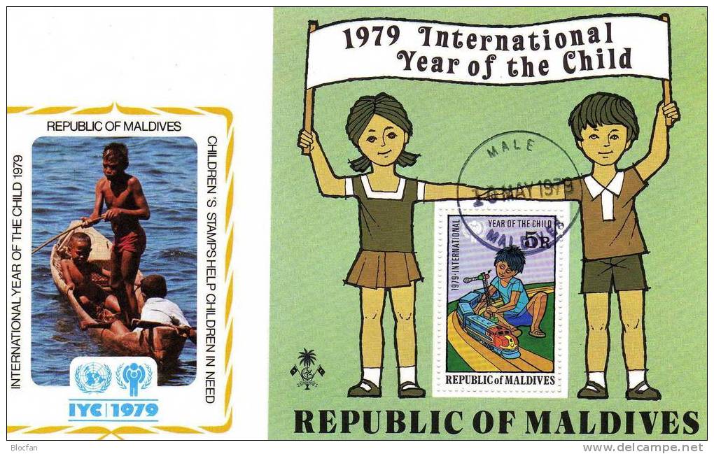 UNO Jahr Des Kindes 1979 Spielzeug Und Spiele Malediven 822/5 + Block 57 FDC 13€ - Zeppelins