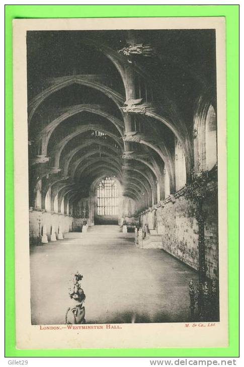 LONDON, UK - WESTMINSTER HALL - M. & CO LTD - UNDIVIDED BACK - - Westminster Abbey
