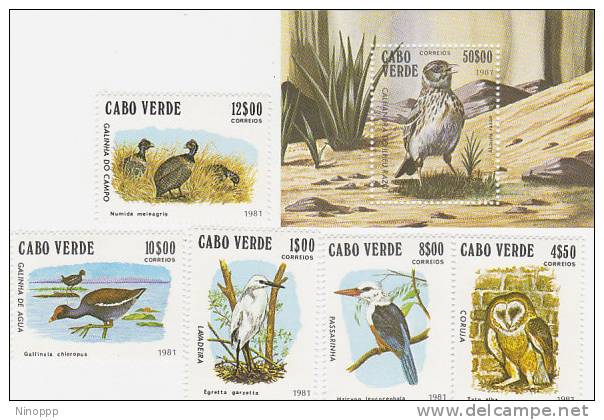 Cape Verde-1981 Birds Set & MS  MNH - Kap Verde