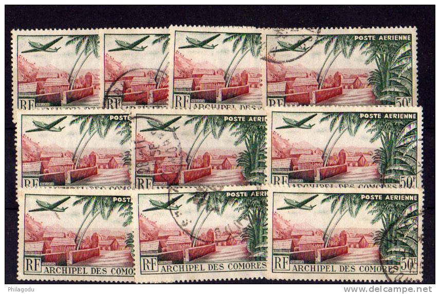 Comores 1950-53 Avion 1 Oblit   Ø   Faubourg De Mutsamudu Ø Lot Cote 35 E - Autres & Non Classés