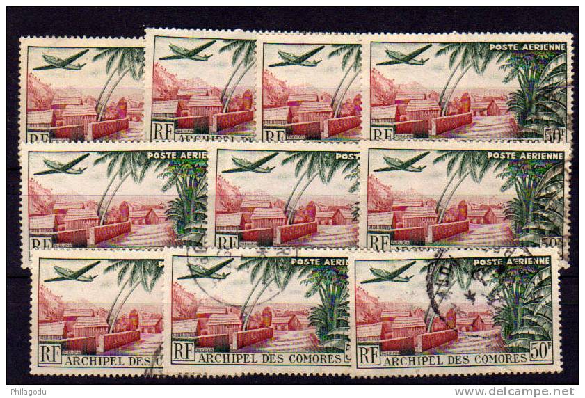 Comores 1950  Faubourg De Mutsamudu  10x Avion 1 Ø    Cote 35E - Sonstige & Ohne Zuordnung