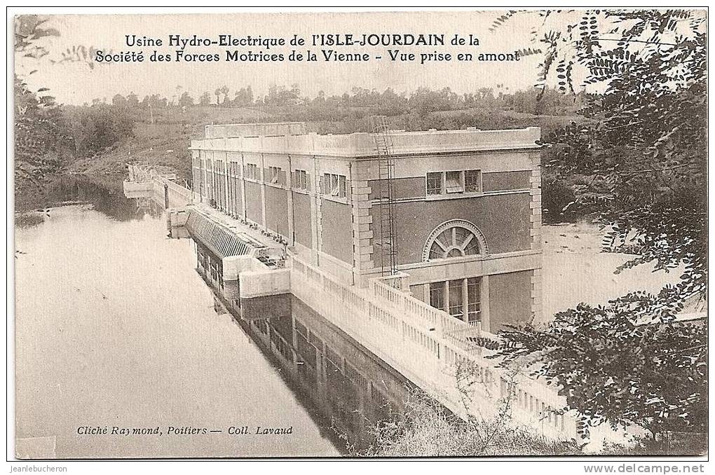C . P . A   ( L´ISLE JOURDAIN  " Usine Hydro-électrique -vue Prise En Amont  "plan  Rare ) - L'Isle Jourdain