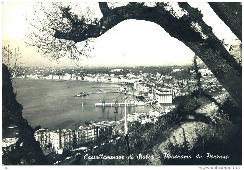 CASTELLAMARE DI STABIA PANORAMA  CAMPANIA  VIAGGIATA  COME DA FOTO FRANCOBOLLO RIMOSSO - Castellammare Di Stabia