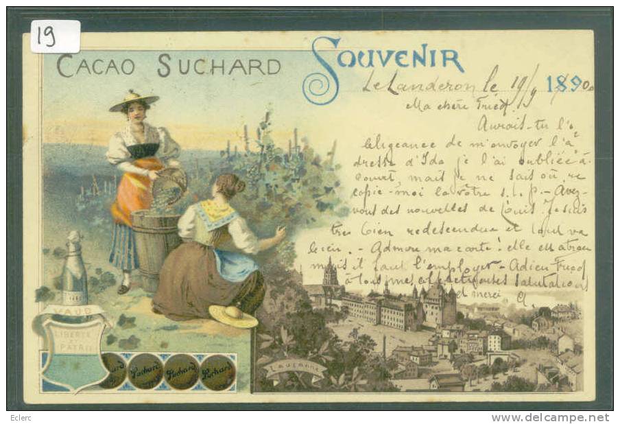 PUBLICITE CHOCOLAT SUCHARD - SOUVENIR DE LAUSANNE - VAUD   - TB - Publicité