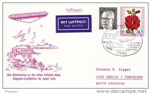 GERMANY 1975 ZEPPELIN  POSTMARK - Zeppelins