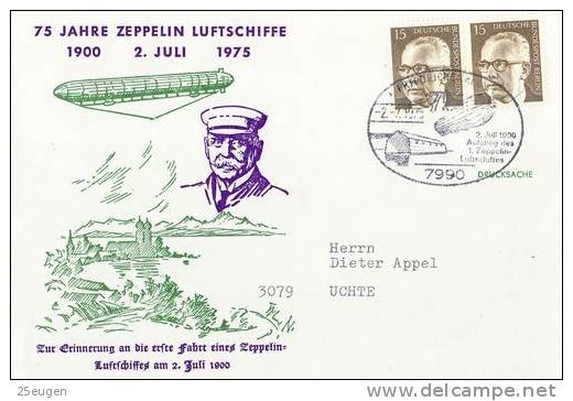 GERMANY 1975 ZEPPELIN  POSTMARK - Zeppelins