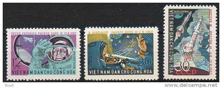 VIETNAM NORD – VIET NAM NORD – VIET-NAM NORD - 1962 - VOSTOK 3 E 4 - YT 303/305 DENTELLATO ** - Asie