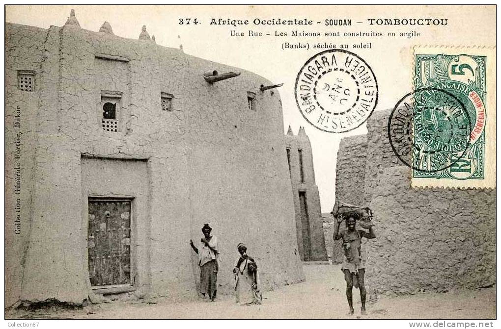 COLLECTION FORTIER N° 374 - AFRIQUE - SOUDAN - TOMBOUCTOU - UNE RUE - MAISON CONSTRUITE En ARGILE - Sudan
