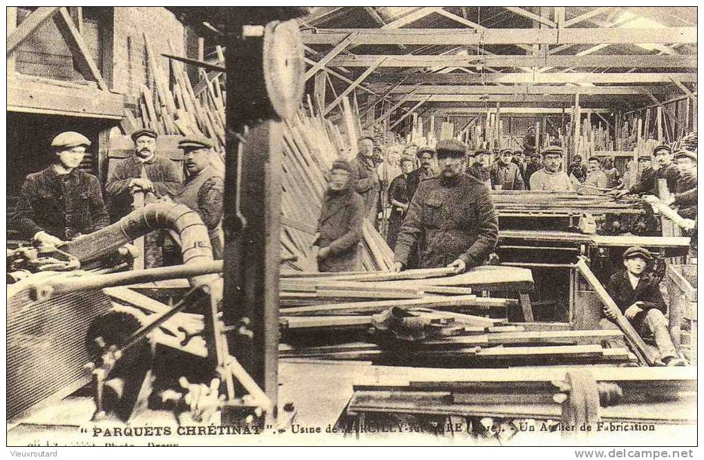 CPA. REPRO. "PARQUETS CHRETINAT". USINE DE MARCILLY SUR EURE. ATELIER FABRICATION. - Industrie