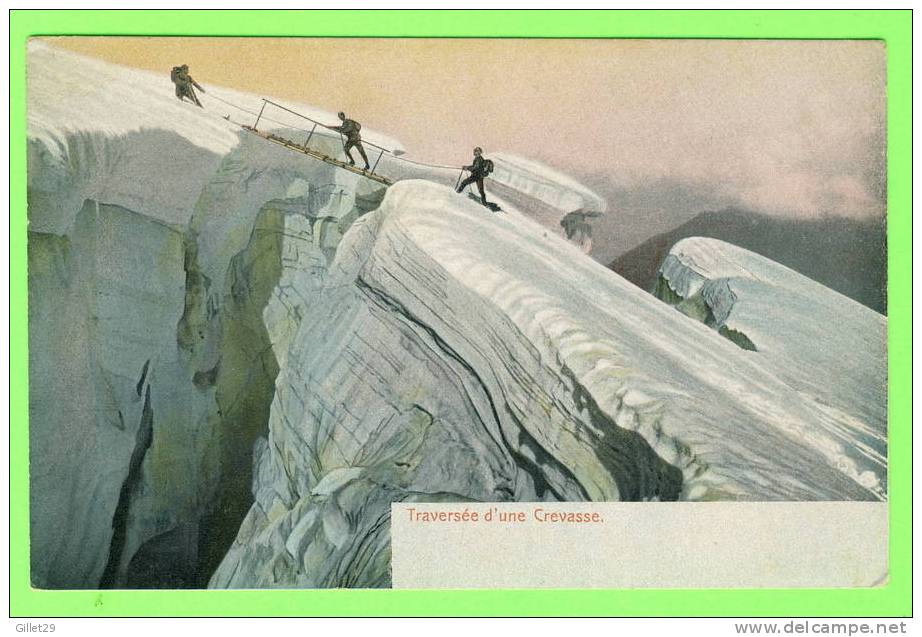 SUISSE - TRAVERSÉE D´UNE CREVASSE - ANIMÉE - DOS 3/4 - GEBR. WEHRLI, KILCHBERG - - Avers