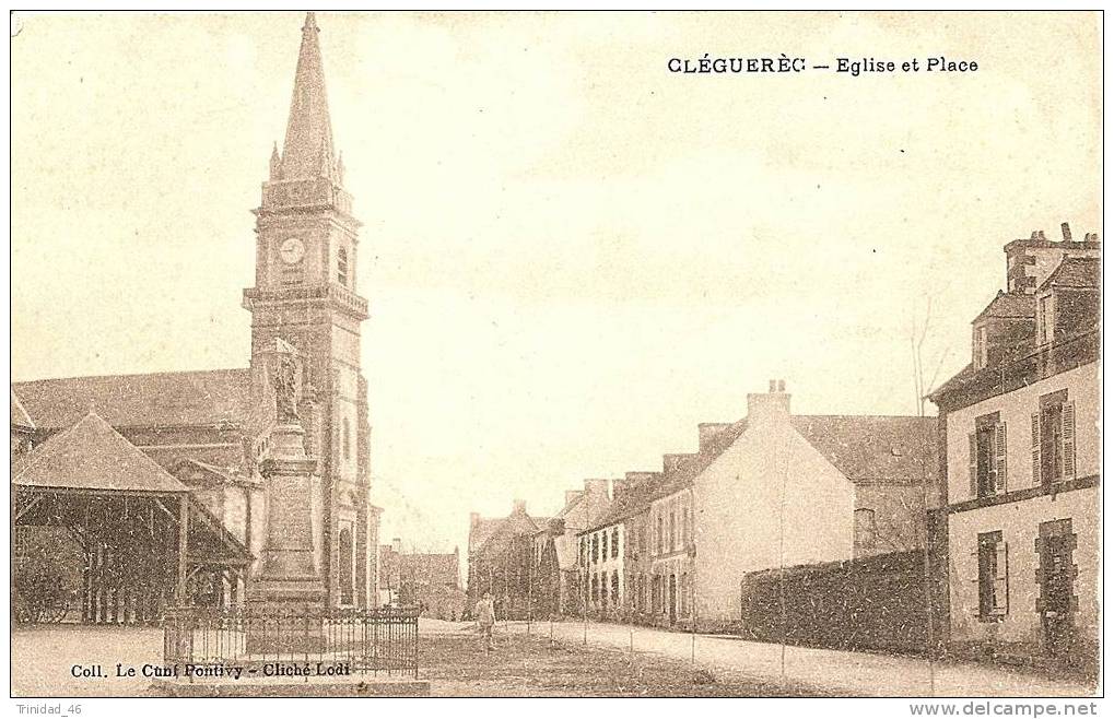 CLEGUEREC 56  ( Eglise Et Place ) - Cleguerec