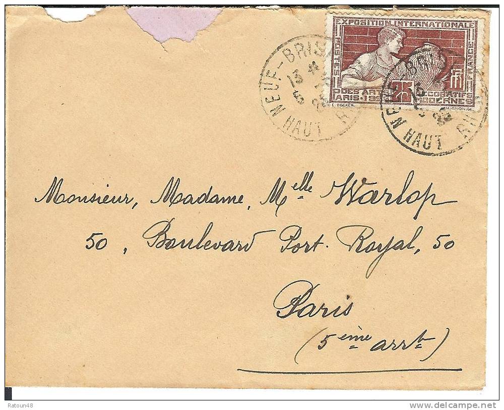 Enveloppe De   1925 - Timbre Art Décoratifs Modernes - Briefe U. Dokumente