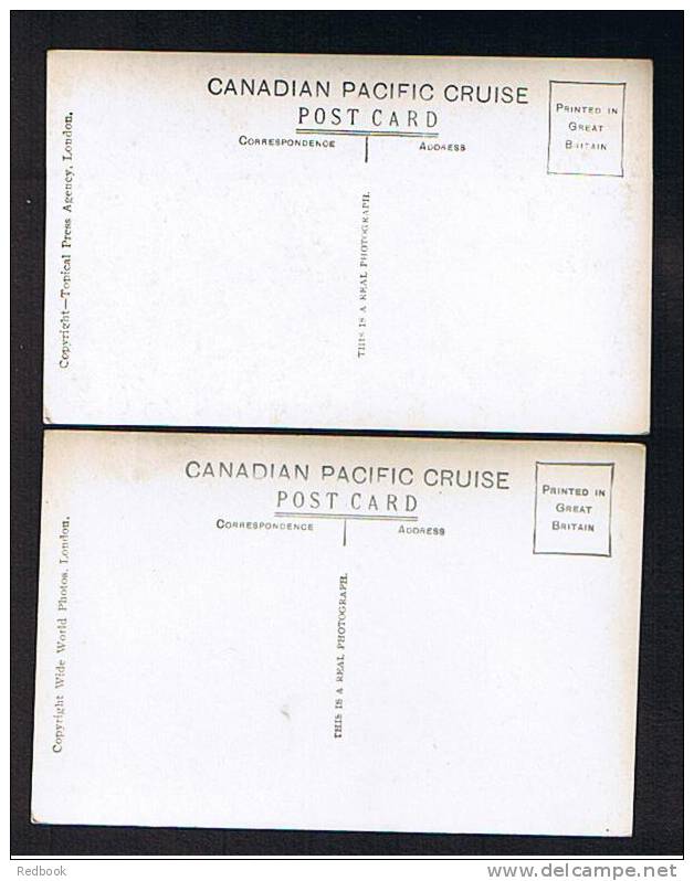 2 Real Photo Canadian Pacific Cruise Postcards Bethlehem Palestine Holyland - Church Of Nativity - Ref 310 - Palestine