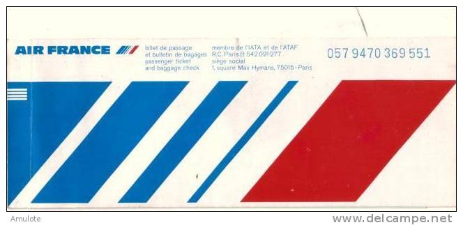 Billet D´ Avion AIR FRANCE Passenger Ticket PARIS -cagliari- MILAN Et Retour 25 Juin1979 - Europe
