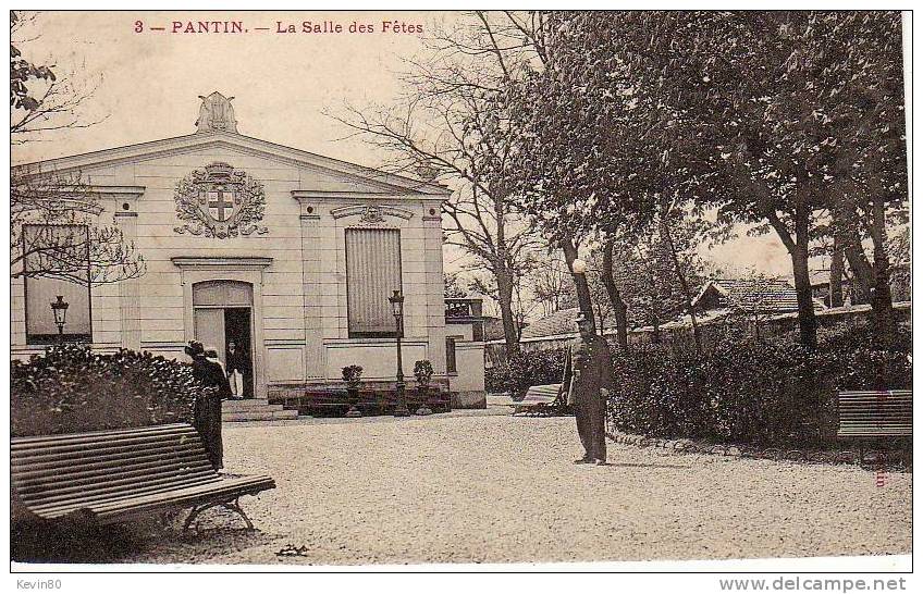 93 PANTIN La Salle Des Fêtes Cpa Animée - Pantin