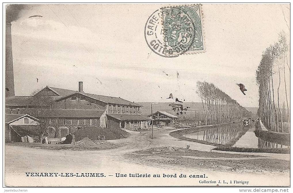 C . P . A   (  VENERAY LES LAUMES  " Une Tuilerie Au Bord Du Canal  " Plan Rare ) - Venarey Les Laumes