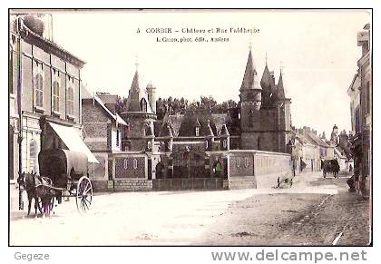 80 CORBIE Chateau Et Rue Faidherbe Beau Plan Charrettes - Corbie