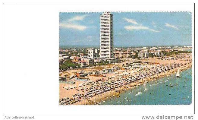 17256)cartolina Illustratoria  Cesenatico - La Spiaggia E Il Grattacielo - Panorama Aereo - Cesena