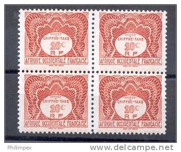 AFRIQUE OCCIDENTALE FRANCAISE, WRONG COLOR 10 CENTIMES DUE STAMP BLo4 NH - Nuevos