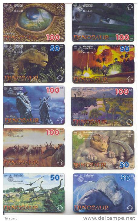 Disney Set Of 10 Phonecards DINOSAUR DINO From THAILAND * FILM * MOVIE * CINEMA * KINO - Disney