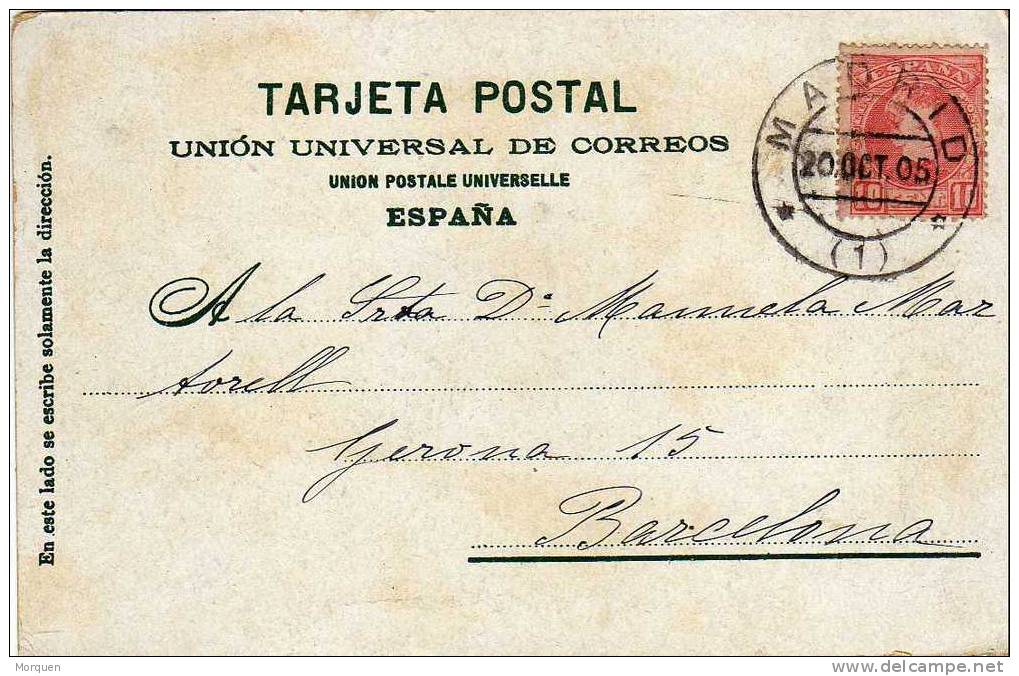 6596. Postal Madrid 1905. Alfonso XIII, Fechador - Briefe U. Dokumente