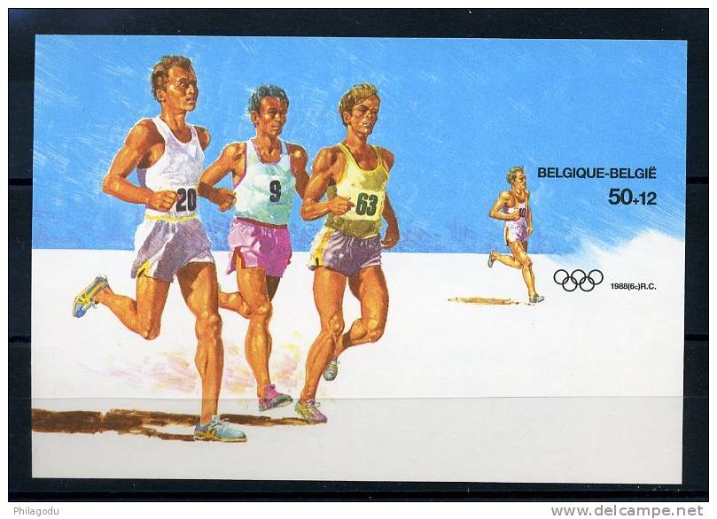 Athlétisme  BELGIQUE BLOC 64  NON DENTELE  Tirage 1000 Ex. - Sommer 1988: Seoul