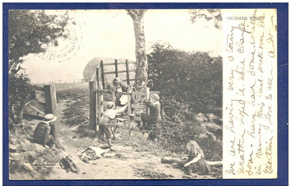 Children Playing, "Summer Time", Tuck's 898 Artist Signed By Lyddell Sawyer - Undivided Back, 1903 - Other & Unclassified