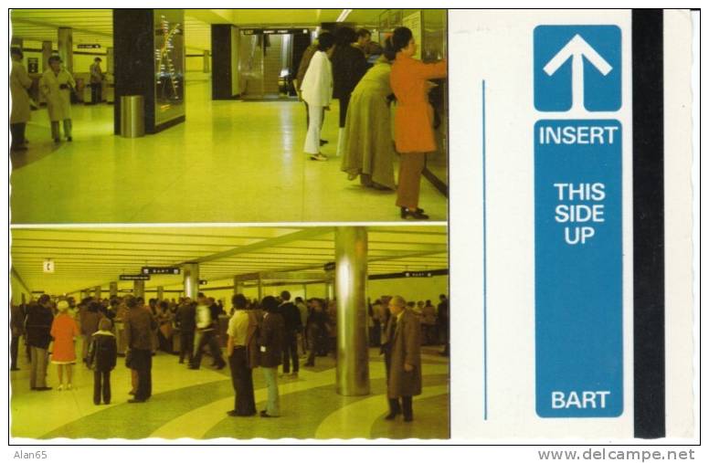 BART San Francisco Subway System On Postcard, Metro Station Interior Views - Métro