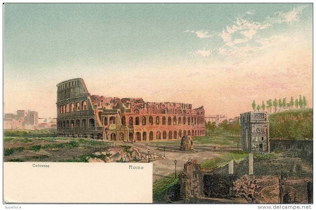 Cartolina Lithografica Roma Colosseo - Colosseum