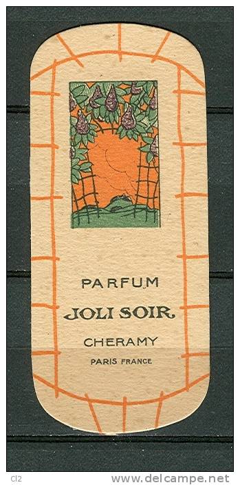 Carte Parfumée - Parfum JOLI SOIR De CHERAMY - Paris - Profumeria Antica (fino Al 1960)