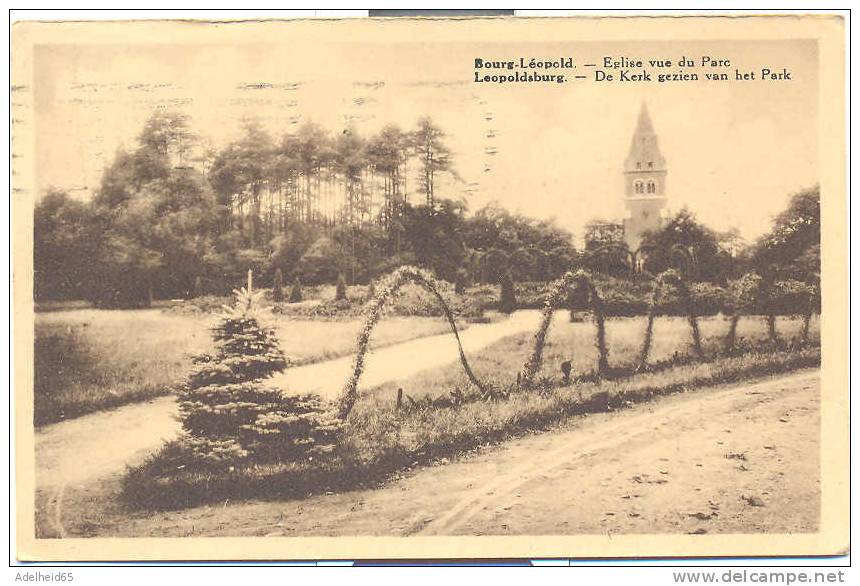 Leopoldsburg, De Kerk Gezien Van Het Park 1938 Ed. P.I.B. Takszegel  Timbre Taxe 30 C - Leopoldsburg