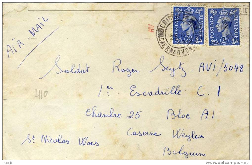 F410  LETTRE POUR LA BELGIQUE - Storia Postale