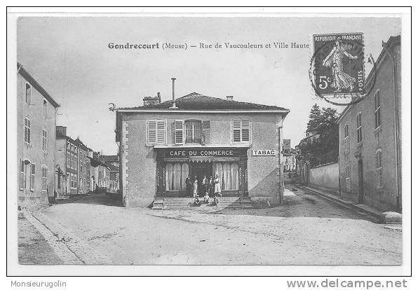 55 )) GONDRECOURT, Rue De Vaucouleurs Et Ville Haute, Café Du Commerce Tabac, Animée - Gondrecourt Le Chateau