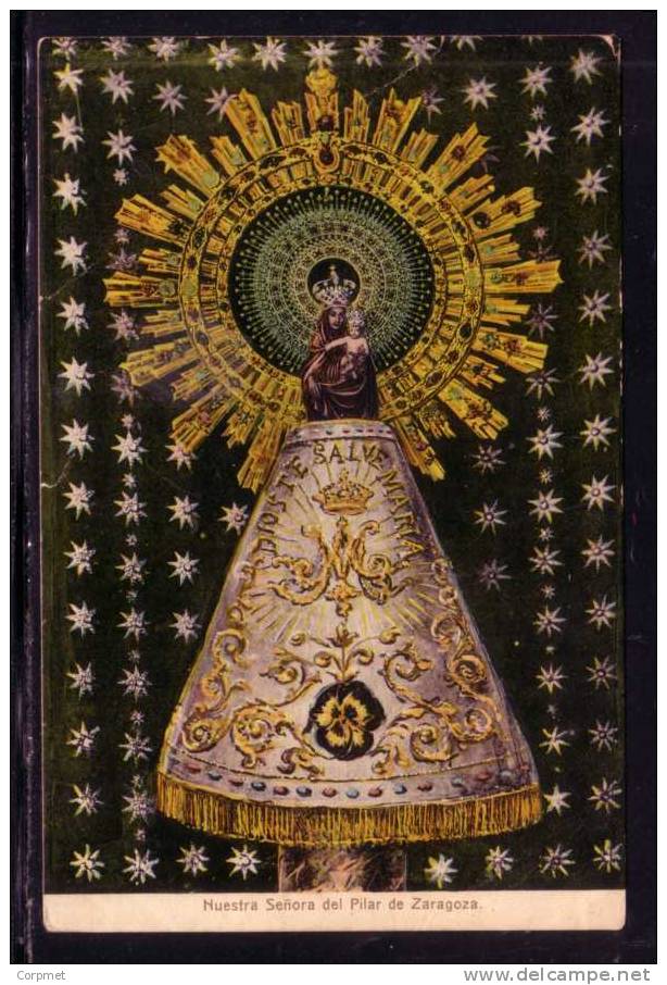 ESPAÑA - SPAIN - 1910  TARJETA POSTAL De ZARAGOZA A MONTEVIDEO - NUESTRA SEÑORA Del PILAR De ZARAGOZA - Briefe U. Dokumente