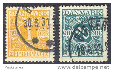 Denmark Postage Due Porto Mi. 9 + 14 Ziffern & Vier Kronen Number & Four Crowns 1921/22 - Segnatasse