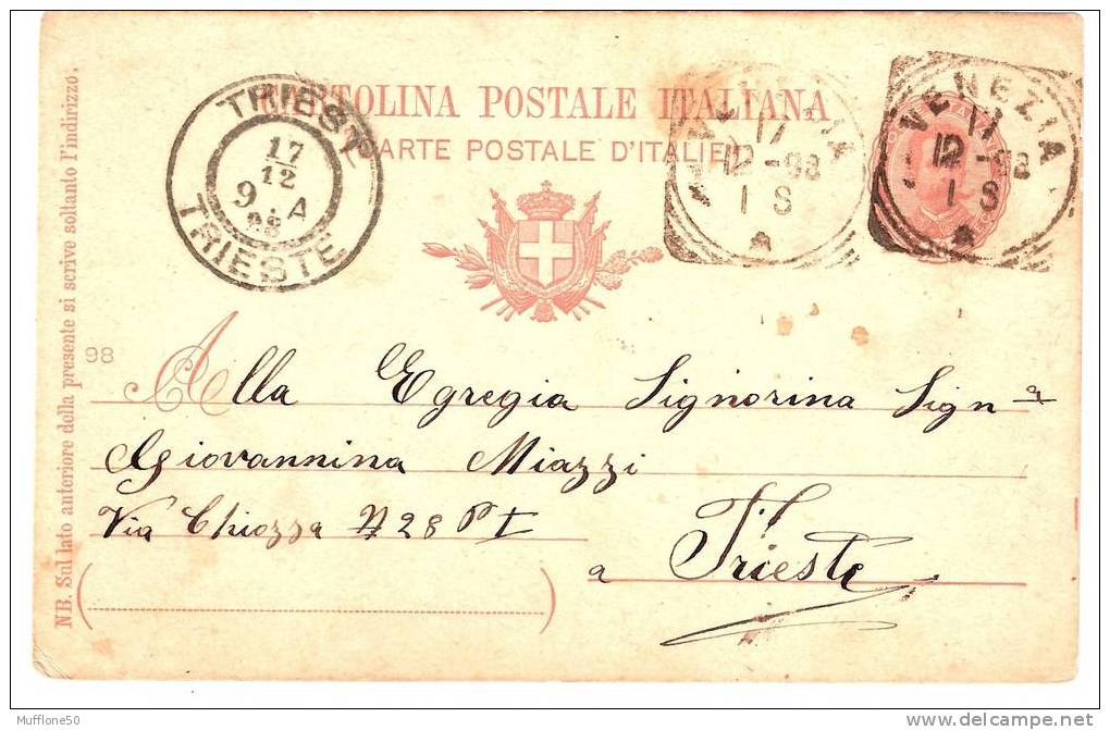 Italia 1898. Cartolina Postale - Stamped Stationery