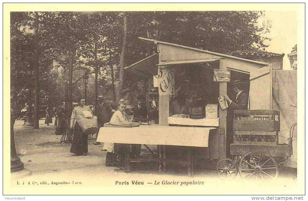 CPA. REPRO.  PARIS VECU.  LE GLACIER POPULAIRE. - Marchands