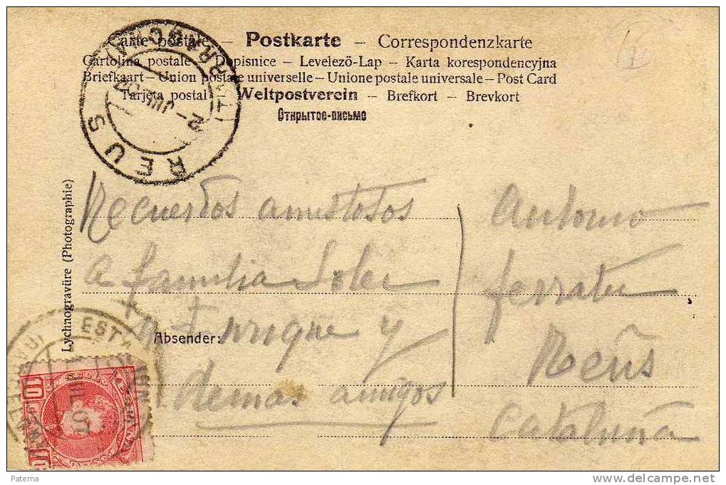 3753  Postal ,Barcelona A Reus , 1907 - Lettres & Documents