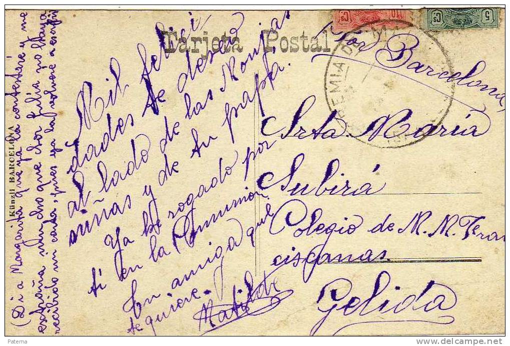 3757  Tarjeta Postal, Premia De Mar ( Barcelona) 1911 - Cartas & Documentos